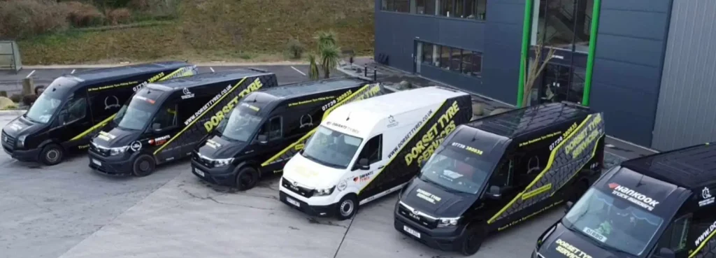 Fleet of Dorset Tyres' vans